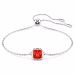 Birthstone bracelet Square cut, July, Red, Rhodium plated