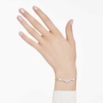 Constella bangle, Crystal pearl, Round cuts, White, Rhodium plated - Image 2