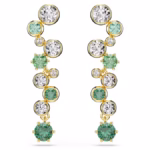 Constella drop earrings Mixed cuts, Green, 18K gold finish - Image 4