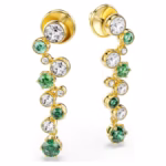 Constella drop earrings Mixed cuts, Green, 18K gold finish