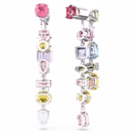 Gema drop earrings Asymmetrical design, Mixed cuts, Long, Multicoloured, Rhodium plated - Image 5
