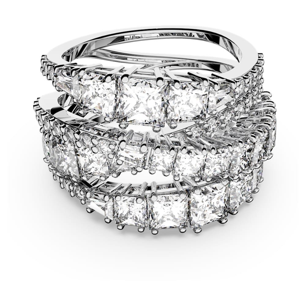 hyperbola-ring-mixed-cuts-white-rhodium-plated-swarovski-5580952 Hyperbola ring, Mixed cuts, White, Rhodium plated - Image 1