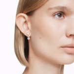 Imber earring jackets Asymmetrical design, Mixed cuts, White, 18K gold finish - Image 8