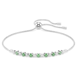 Matrix bracelet, Round cut, Green, Rhodium plated