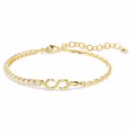 Matrix bracelet Round cut, White, 18K gold finish