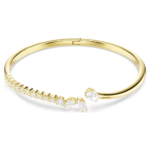 Mesmera bangle, Mixed cuts, White, 18K gold finish