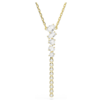 Mesmera Y necklace, Mixed cuts, White, 18K gold finish