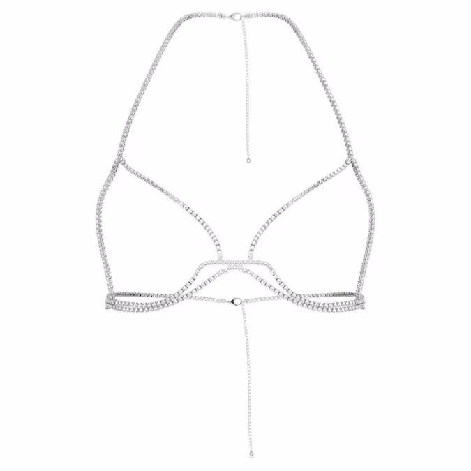 Millenia body chain Round cut, White, Rhodium plated