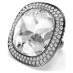 Una Angelic cocktail ring, Cushion cut, White, Ruthenium plated