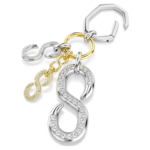 Bag charm Round cut, White, Mixed metal finish - Image 4