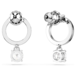 Constella hoop earrings Round cut, White, Rhodium plated - Image 5