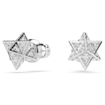 Dextera stud earrings Round cut, Star, White, Rhodium plated - Image 3