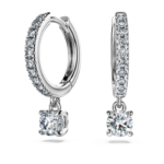 Eternity drop earrings Lab-grown diamonds 0.7 ct tw, Round shape, 18K white gold
