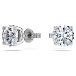 Eternity solitaire stud earrings Lab-grown diamonds 2 ct tw, Round shape, 18K white gold - Image 7