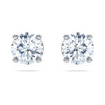 Eternity solitaire stud earrings Lab-grown diamonds 2 ct tw, Round shape, 18K white gold