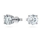 Eternity solitaire stud earrings Lab-grown diamonds 2 ct tw, Round shape, 18K white gold - Image 3