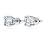 Eternity solitaire stud earrings Lab-grown diamonds 2 ct tw, Round shape, 18K white gold - Image 4