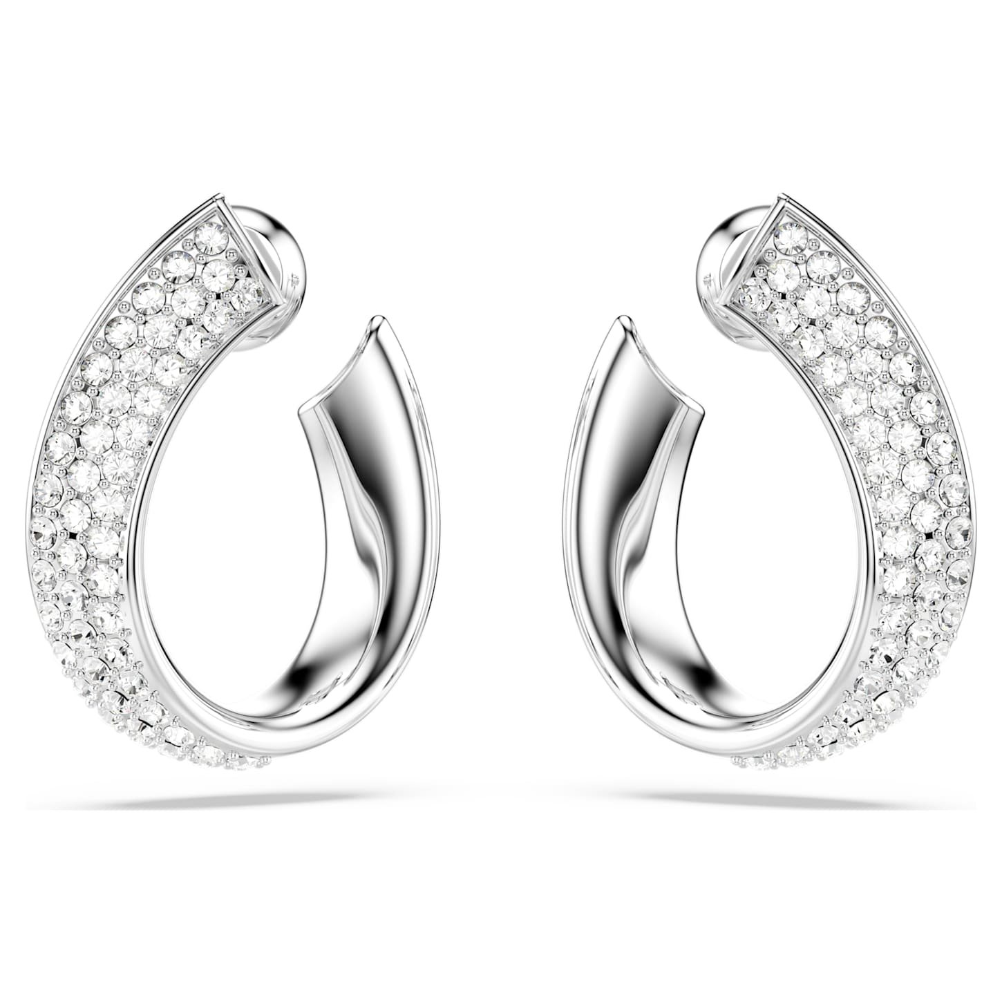 Exist hoop earrings Small, White, Rhodium plated