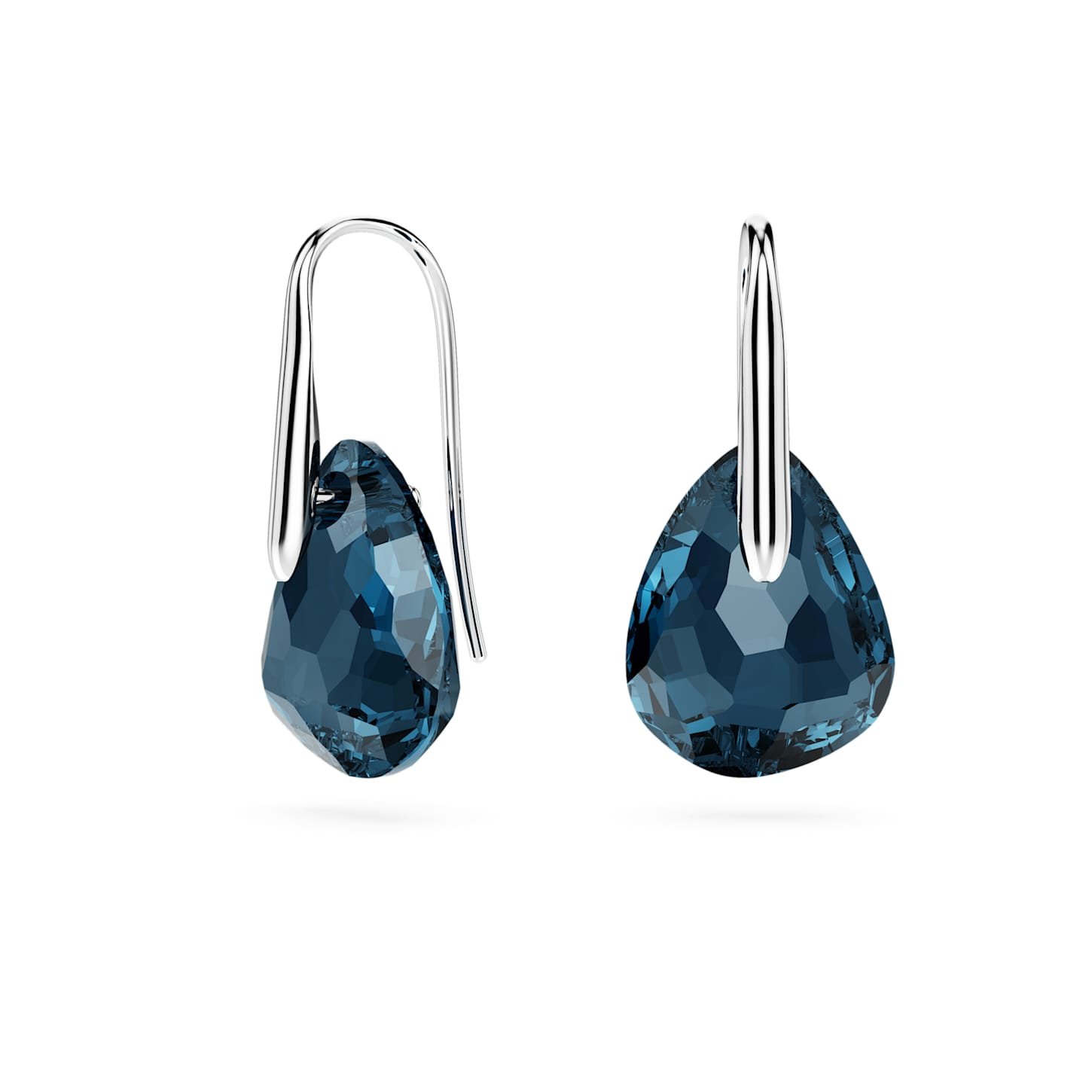 galet-drop-earrings-dark-blue-rhodium-plated-swarovski-5734267 Galet drop earrings Dark blue, Rhodium plated - Image 1