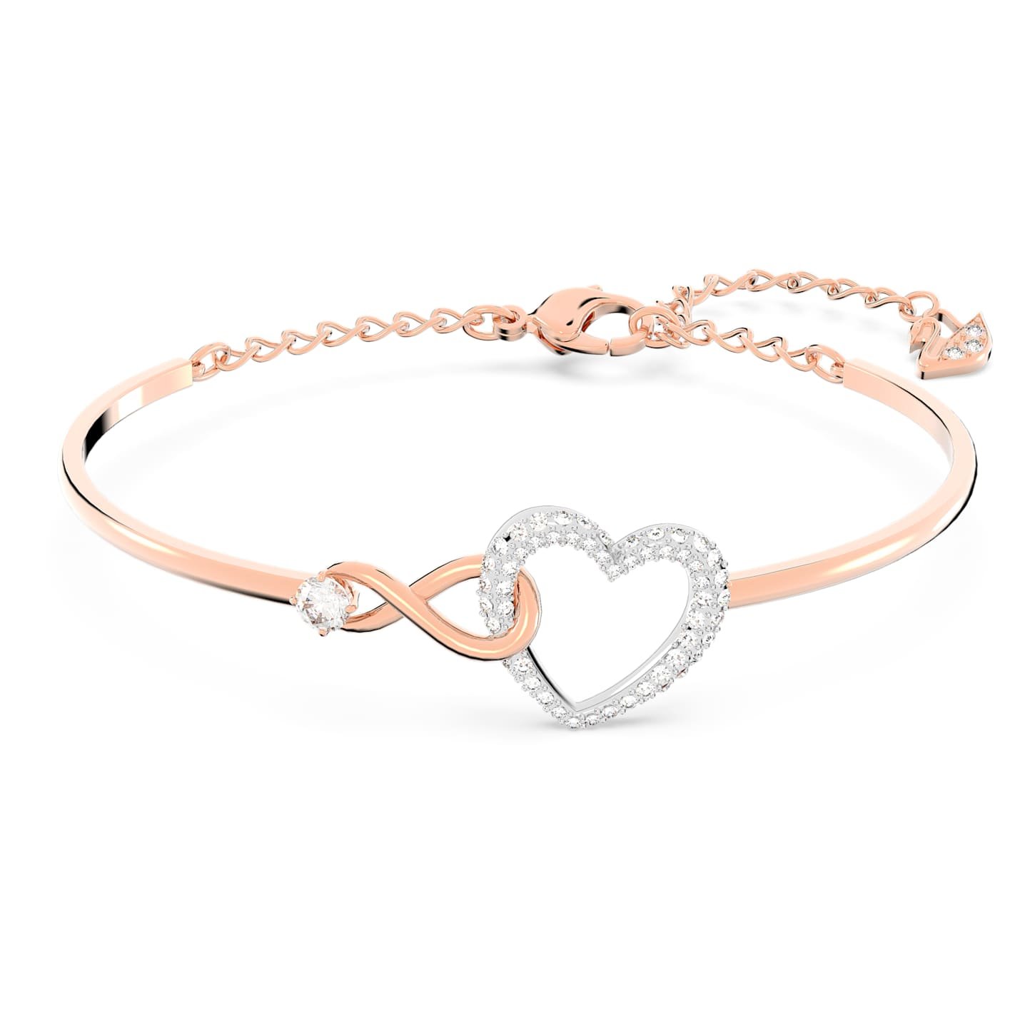hyperbola-bangle-infinity-and-heart-white-mixed-metal-finish-swarovski-5518869 Hyperbola bangle Infinity and heart, White, Mixed metal finish - Image 1