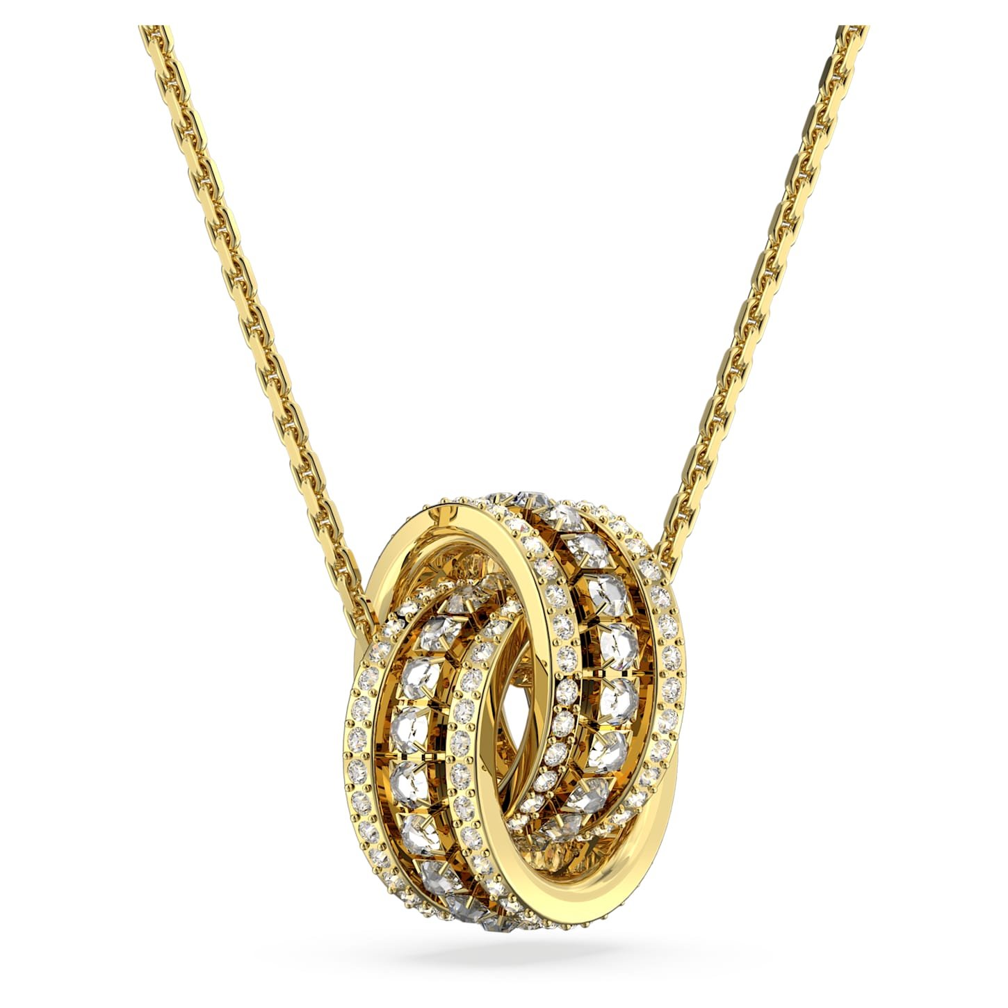 hyperbola-pendant-intertwined-circles-white-18k-gold-finish-swarovski-5646723 Hyperbola pendant Intertwined circles, White, 18K gold finish - Image 1