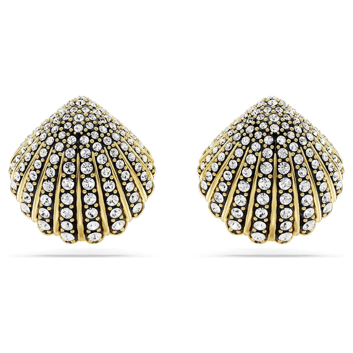 Idyllia stud earrings Shell, White, 18K gold finish