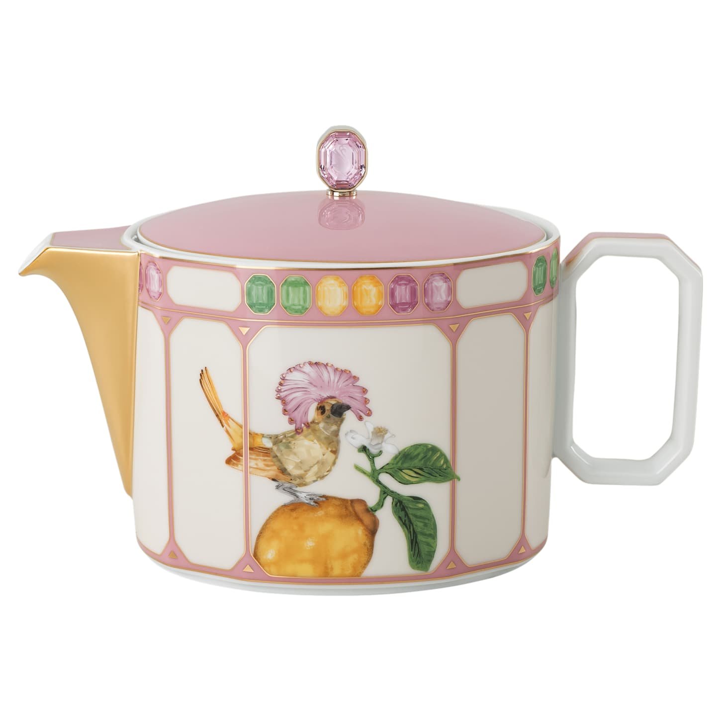 idyllia-teapot-porcelain-crystal-print-motif-bird-multicoloured-swarovski-5746193 Idyllia teapot Porcelain, Crystal print motif, Bird, Multicoloured - Image 1