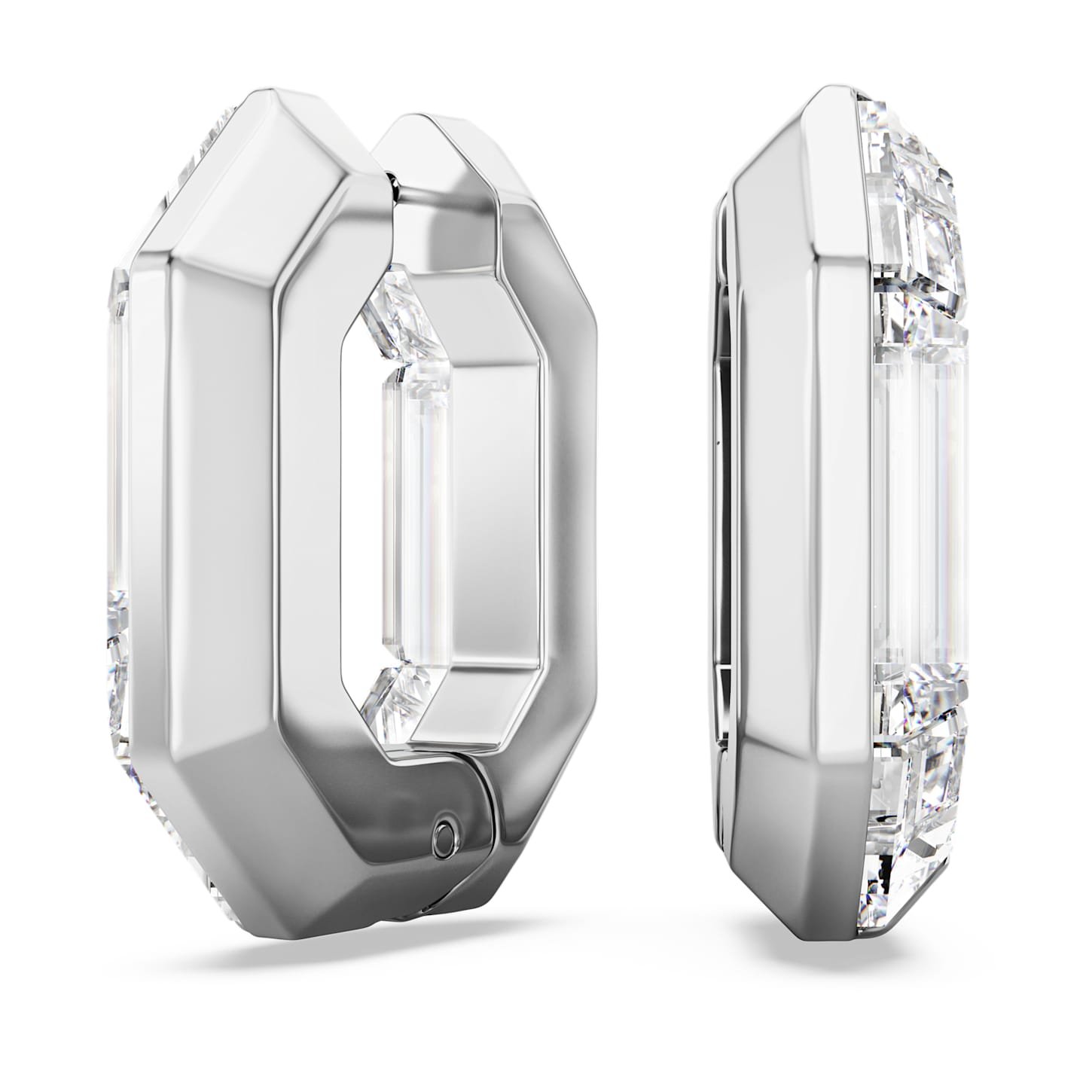 Lucent hoop earrings Octagon shape, Small, White