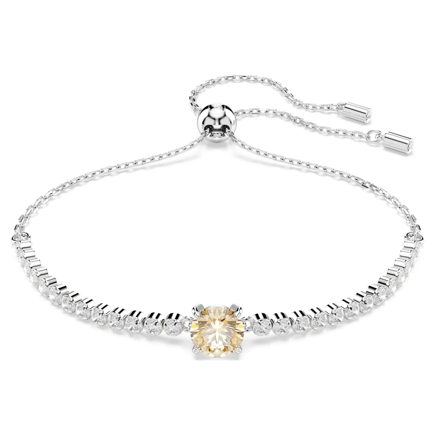 Matrix bracelet Mixed cuts, Yellow, Rhodium plated