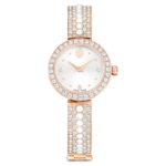 Matrix pearl bangle bangle watch Swiss Made, Crystal bracelet, Rose gold-tone finish