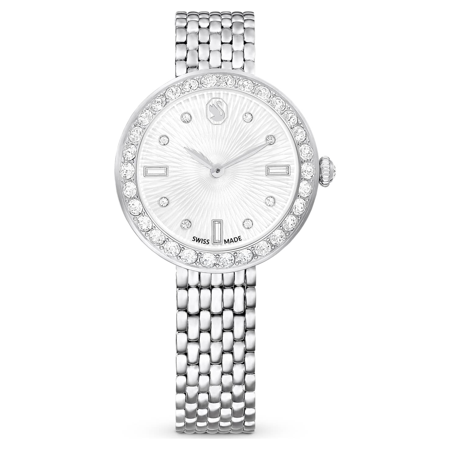 Matrix tennis 7-link watch Swiss Made, Metal bracelet, Silver Tone, Stainless steel