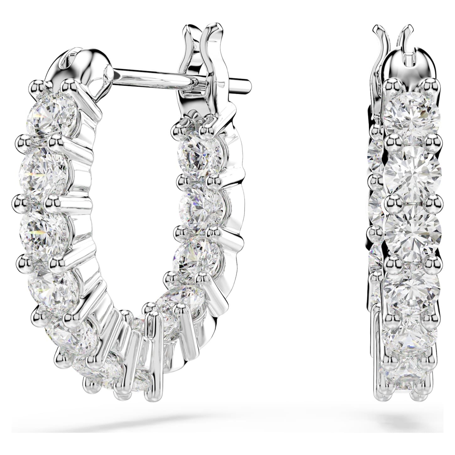 Matrix Vittore hoop earrings Round cut, White, Rhodium plated
