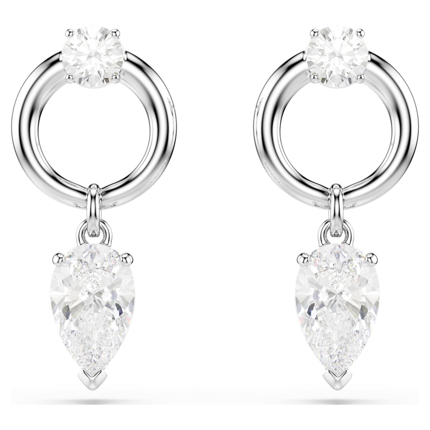 Mesmera drop earrings Mixed cuts, White, Rhodium plated
