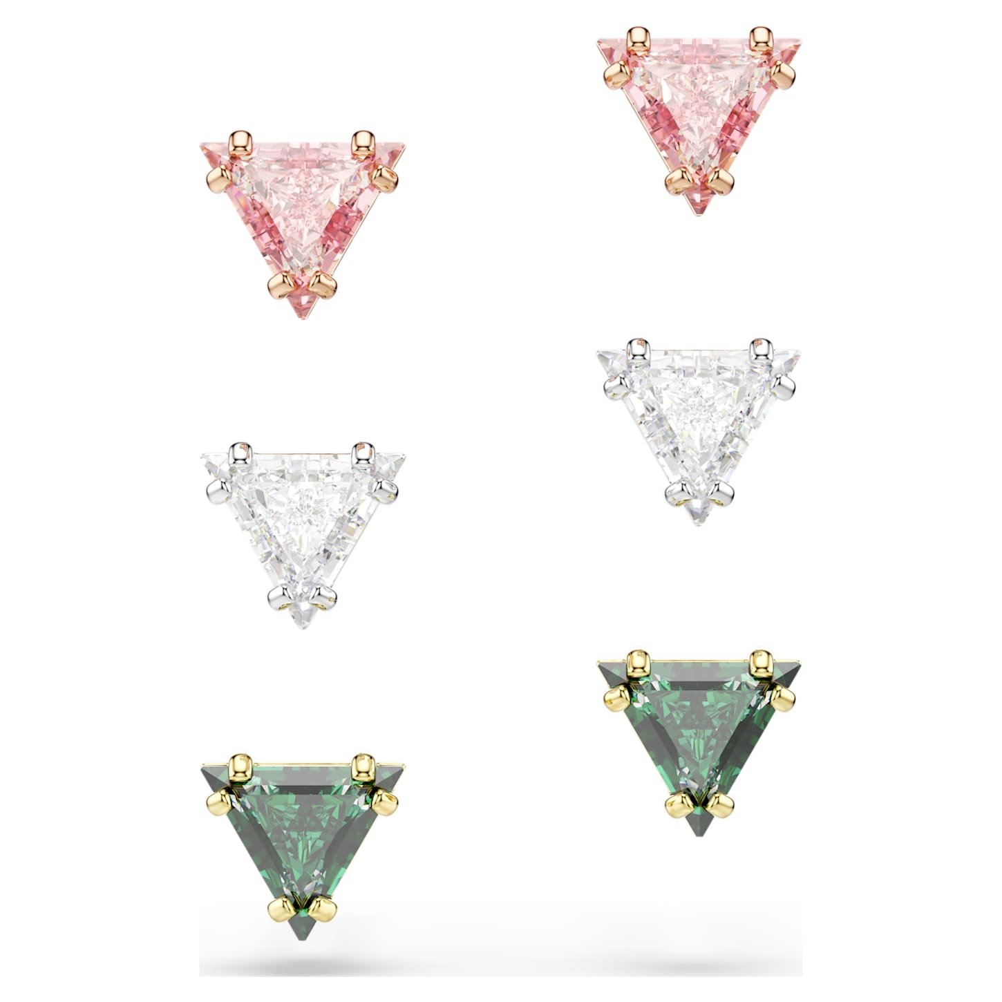 Stilla stud earrings Triangle cut, Multicoloured, Mixed metal finish